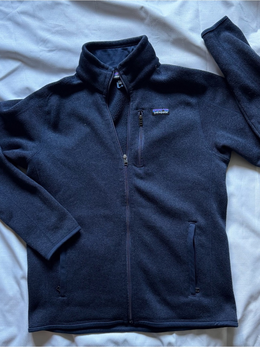 Patagonia navy blue fleece jacket size M